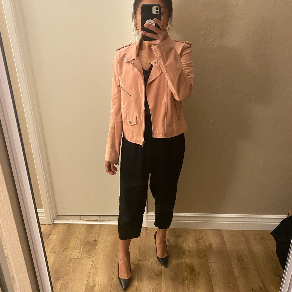 Zara pink pig suede jacket size small